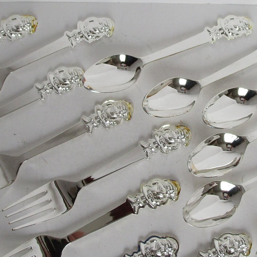 set of silver dessert flatware